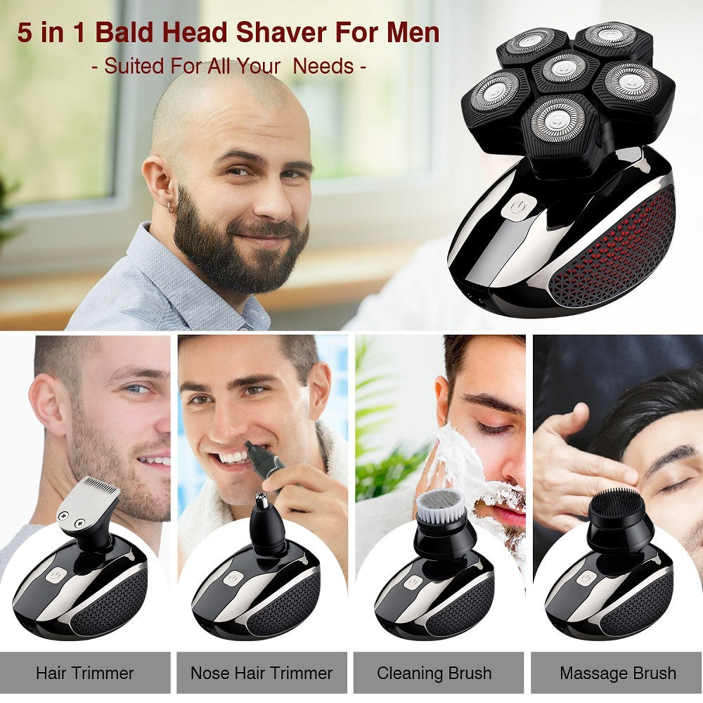 FOXSONIC-Afeitadora para hombre 7D independiente, 7 cortadores, cabezal flotante, maquinilla de afeitar eléctrica resistente al agua, recortadora de barba para hombre