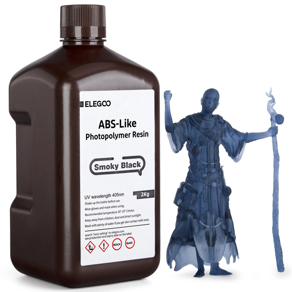 ELEGOO Resina para impresora 3D 2kg 405nm Resina tipo ABS de curado UV para impresión LCD 3D, alta precisión, bajo olor, gris 2000g