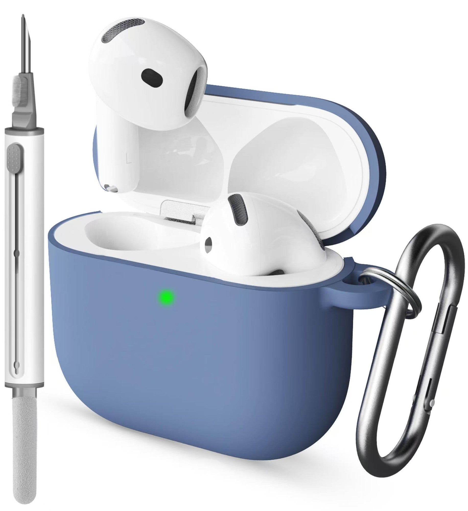Funda AirPods 4 con kit de limpieza, funda protectora de silicona suave para Apple AirPods 4 generación para mujeres y hombres