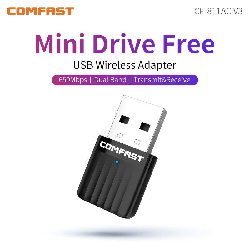 Comfast-Adaptador WiFi de 650M/1300Mbps, tarjeta de red inalámbrica de 2,4G y 5,8G, 11AC, Adaptador USB para ordenador portátil, PC, receptor WiFi Win 7, 8, 10, 11