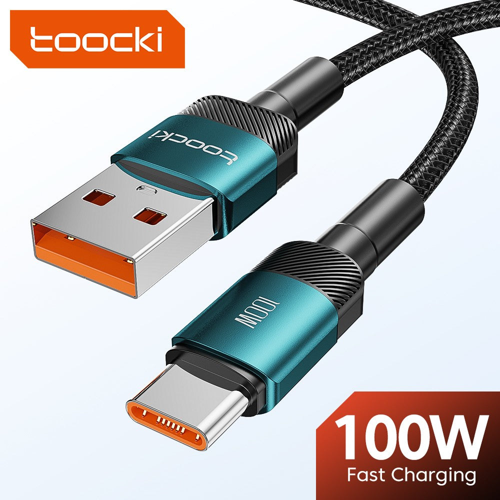 Toocki 100W Cable USB C carga súper rápida 1M 2M Cable cargador tipo C para Huawei Honor Samsung Xiaomi USBC Cable de carga de datos