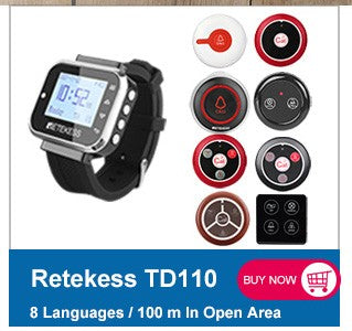 RETEKESS-sistema inalámbrico de llamadas para camarero, buscapersonas para restaurante, receptor de reloj T128, botón de llamada T117, servicio al cliente para cafetería