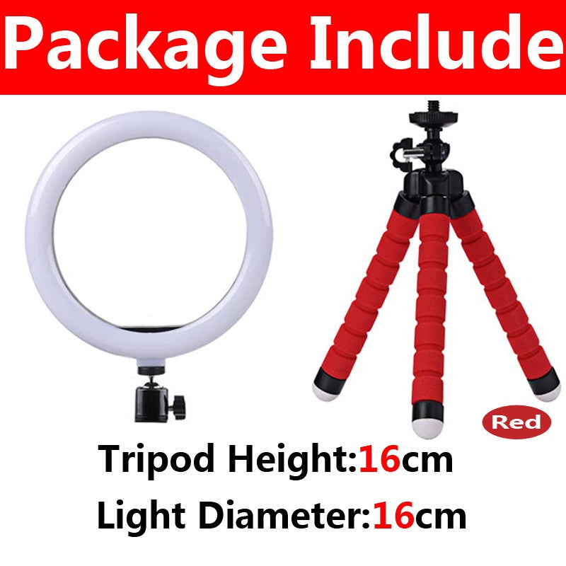 Anillo de luz LED para Selfie, lámpara de relleno de fotografía regulable con Mini trípode para teléfono, Tiktok, vídeo en vivo, estudio fotográfico, 10 pulgadas