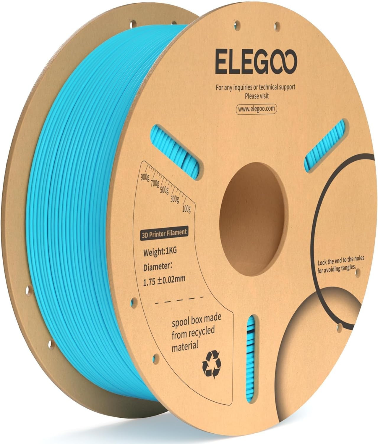 Filamento ELEGOO PLA+ de 1.75mm, PLA 3D para Impresoras 3D, Material Compatible con la Mayoría de las Impresoras FDM (1KG/Carrete, 2.2 lbs)