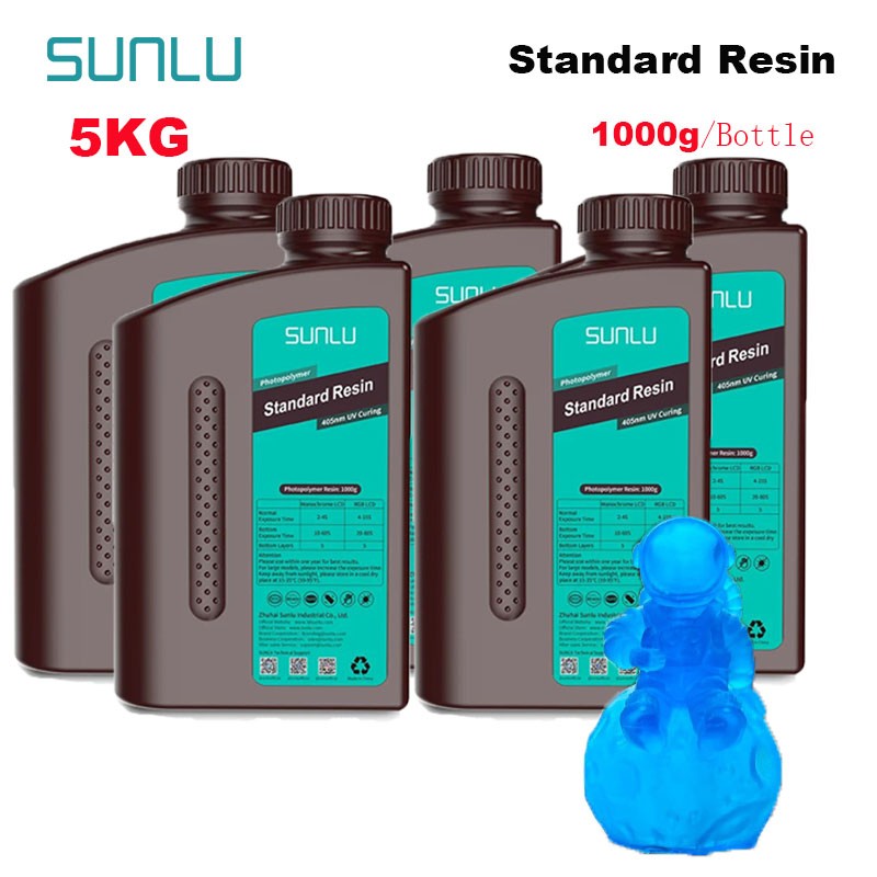 SUNLU 5KG estándar/resina 3D de lavado de agua 405nm resina UV para la mayoría de los materiales de impresora 3D SLA/DLP/LCD sensible a los rayos UV 1kg