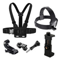 Kit de cámara de acción todo en uno, 6 uds., correa para la cabeza, soporte para correa para el pecho, ajustable para teléfono GoPro, Osmo, estabilidad mejorada, versatilidad