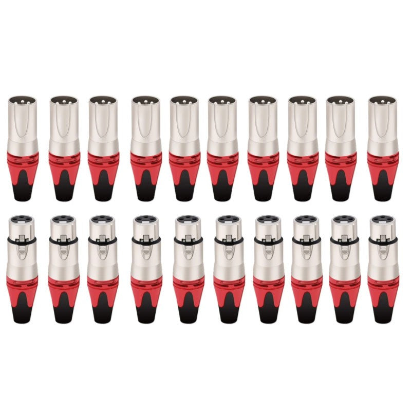 20 piezas, 10 juegos de conectores XLR de 3 pines, coloridos, hembra y macho, de 3 polos, para micrófono, amplificador de audio, para audiófilos