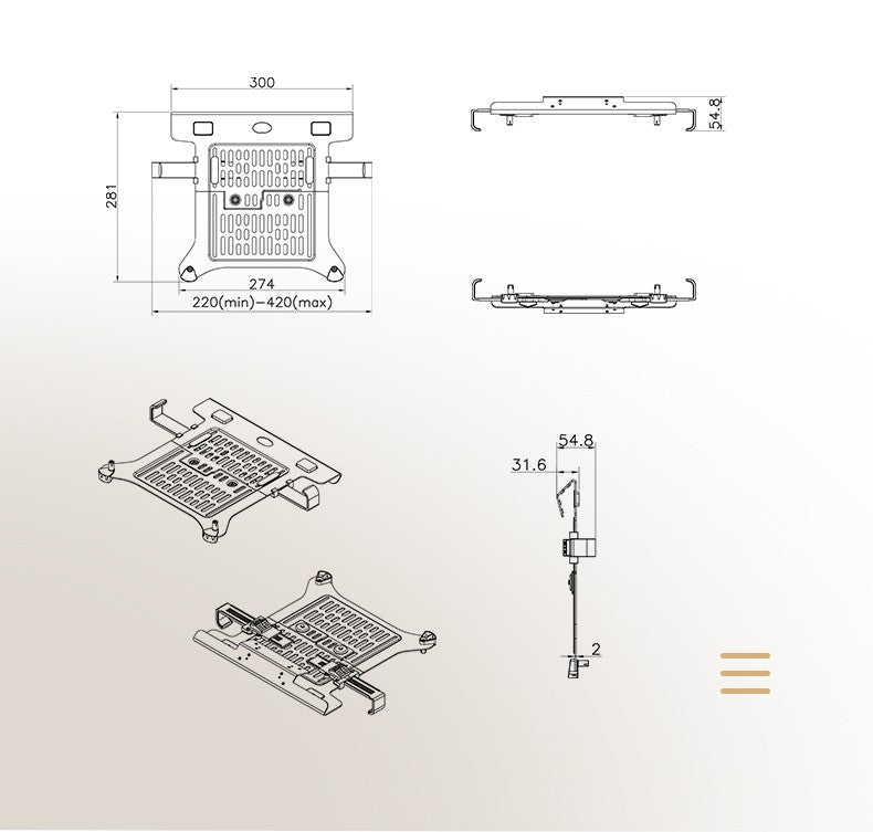 Soporte para Laptop con Doble Monitor y USB 3.0 NB F160-FP, Brazo Doble con Resorte de Gas para Monitores de 17'-27' + Soporte para Laptop de 10'-17'