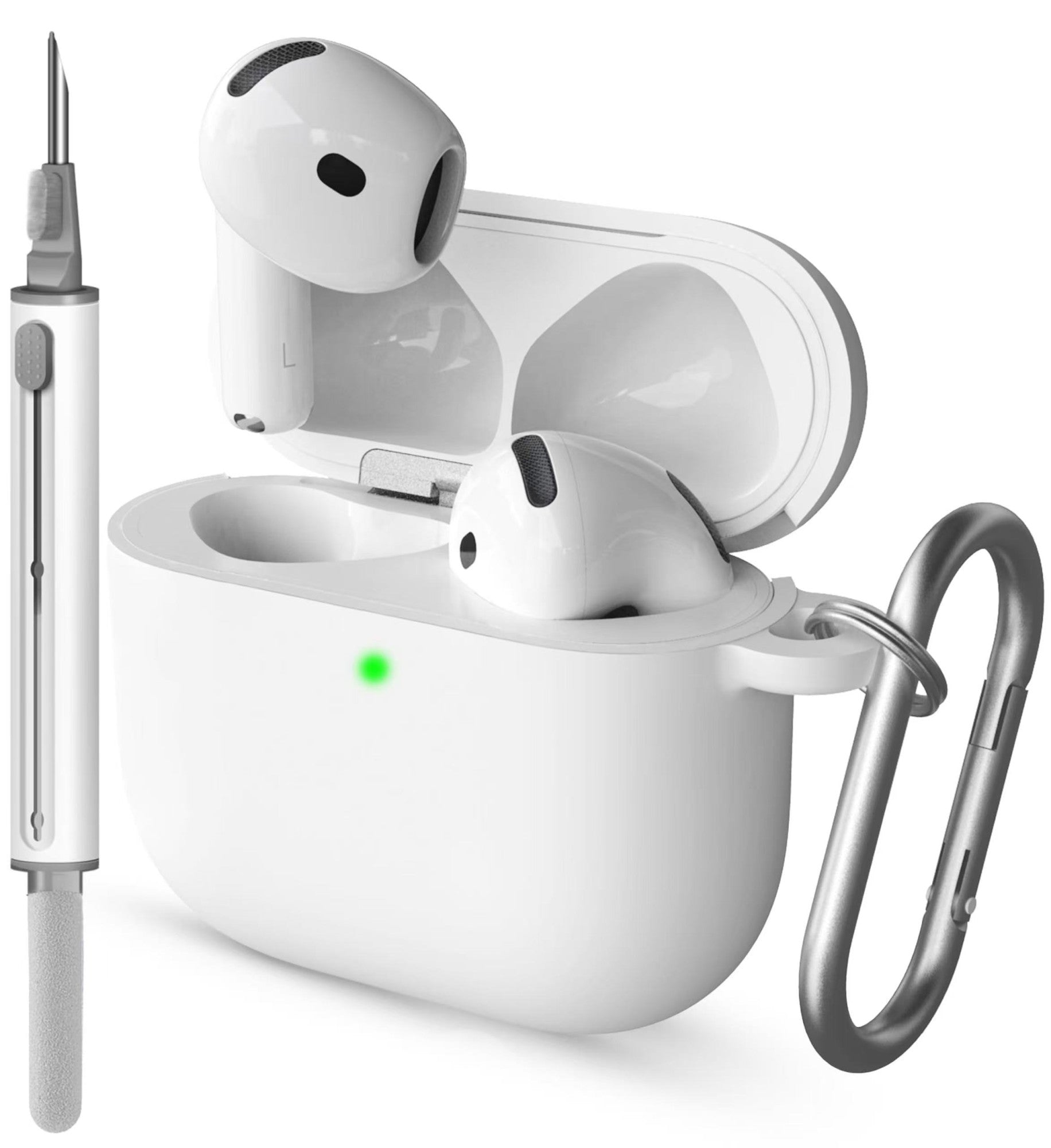 Funda AirPods 4 con kit de limpieza, funda protectora de silicona suave para Apple AirPods 4 generación para mujeres y hombres