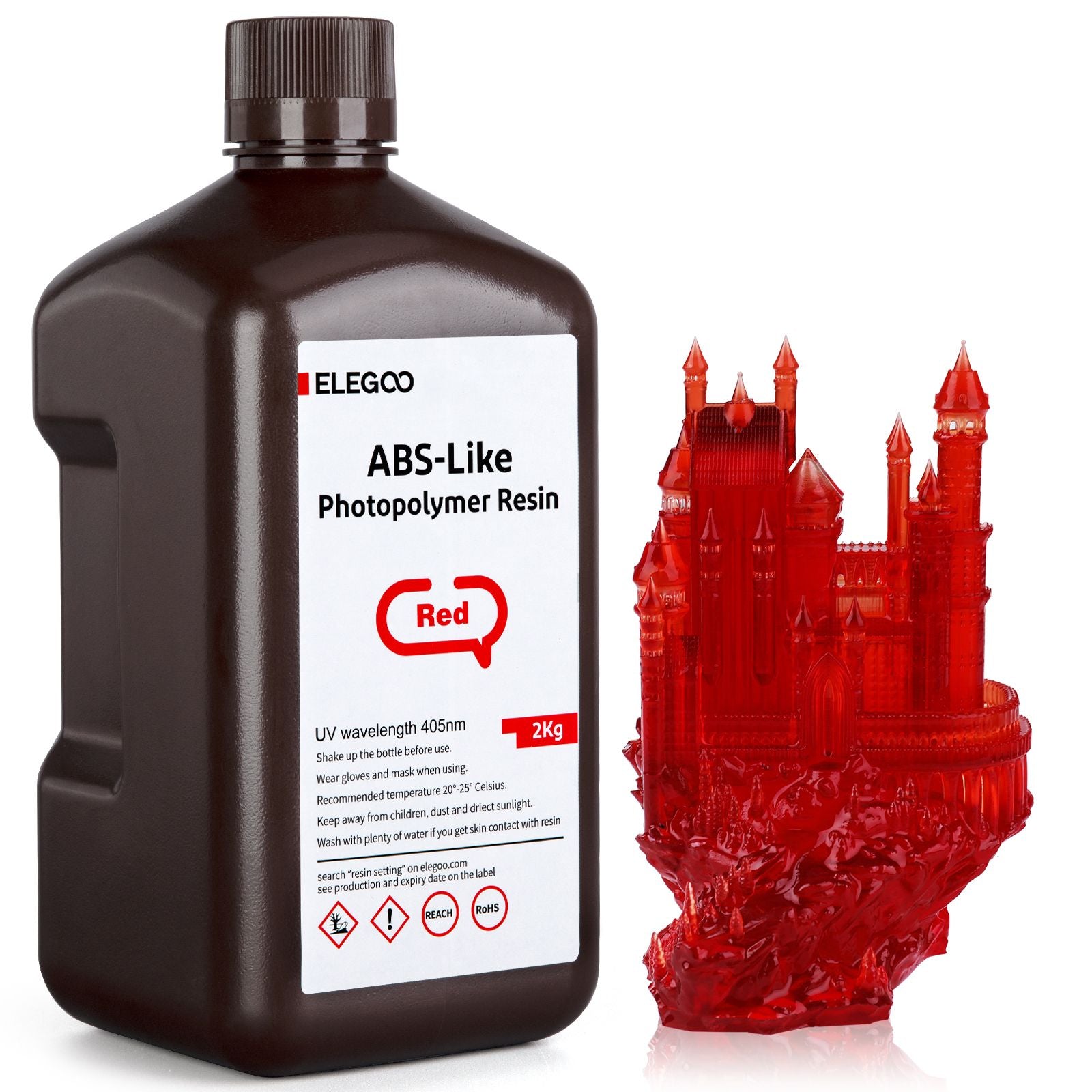 ELEGOO Resina para impresora 3D 2kg 405nm Resina tipo ABS de curado UV para impresión LCD 3D, alta precisión, bajo olor, gris 2000g