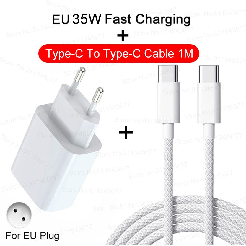 Cargador rápido PD de 35W para iPhone 11, 12, 13, 14, 15 Pro Max, Cable de carga rápida para iPhone 15 Plus, Cable de datos USB tipo C