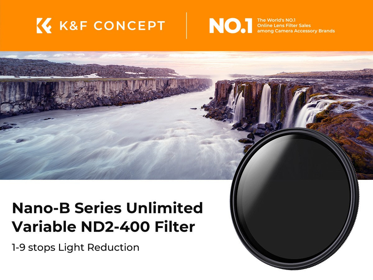 K & F Concept-filtro ND de ND2-ND400 para lente de cámara, filtro de densidad neutra Variable, 37mm 40.5mm 43mm 46mm 49mm 52mm 5