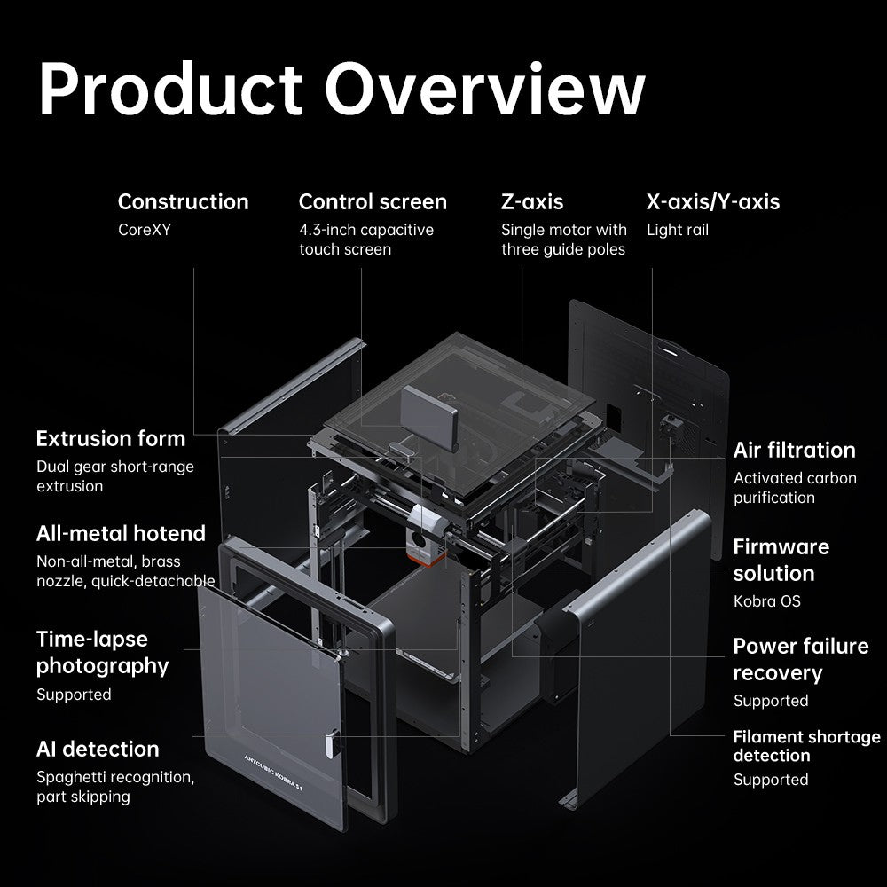 Anycubic Kobra S1 Combo impresora 3D multicolor núcleo de alta precisión XY estructura estable velocidad máxima ultrasilencioso 600 mm/s impresora 3D