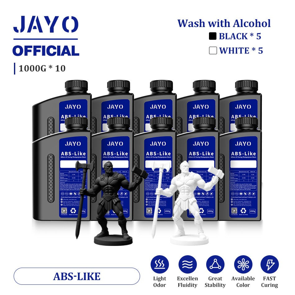 JAYO ABS como resina 3D, 10 botellas ABS como fotopolímero de curado UV de 405nm, resina 3D rápida para impresora 3D LCD/DLP/SLA de 2/4/6/8K