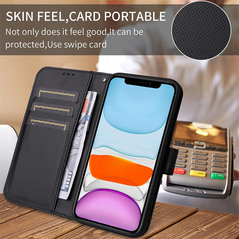 Para Motorola Moto G15 G15 Power funda de lujo con tapa patrón de diamante piel PU funda tipo billetera de cuero con soporte para Moto G15 4G bolsas de teléfono