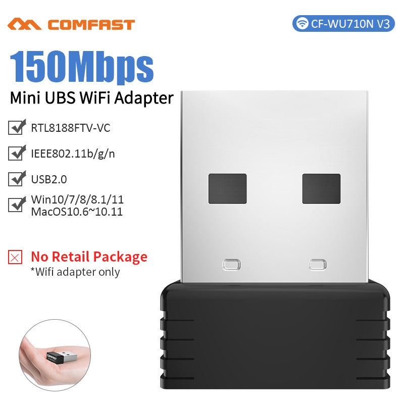 Adaptador Wifi USB Comfast 150M 2.4G USB 2.0 Mini Adaptador de Red WiFi para Escritorio y Portátil Receptor Wi-Fi Dongle Compatible con Win 7/8/10/11