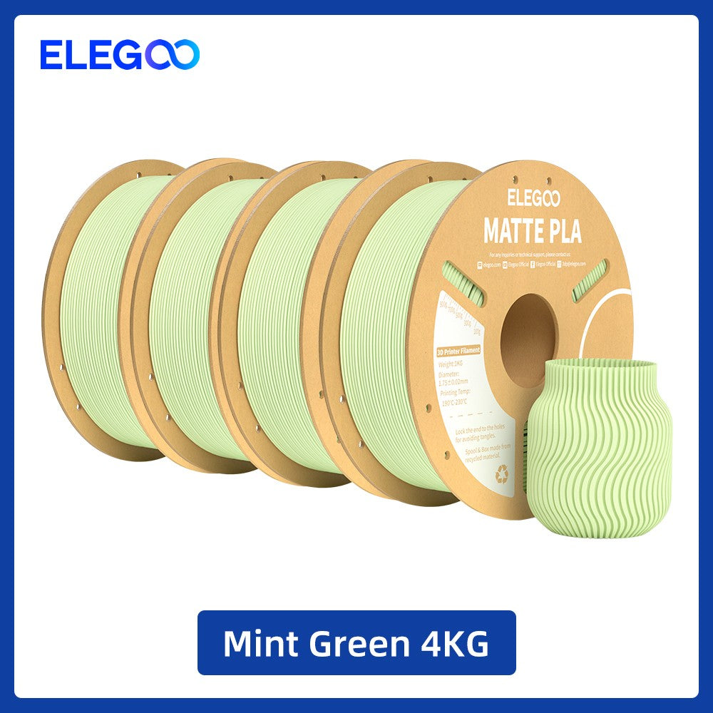 Filamento PLA Mate ELEGOO 1KG, 1.75mm para Impresora 3D FDM, Precisión Dimensional +/- 0.02mm, Bobina de Cartón de 1kg (2.2lbs)