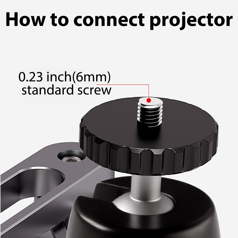 Soporte de Pared Plegable para Proyector, Soporte de Aleación de Aluminio Resistente, Brazo Plegable Ajustable con Rosca de 1/4'' y Cabezal de Bola