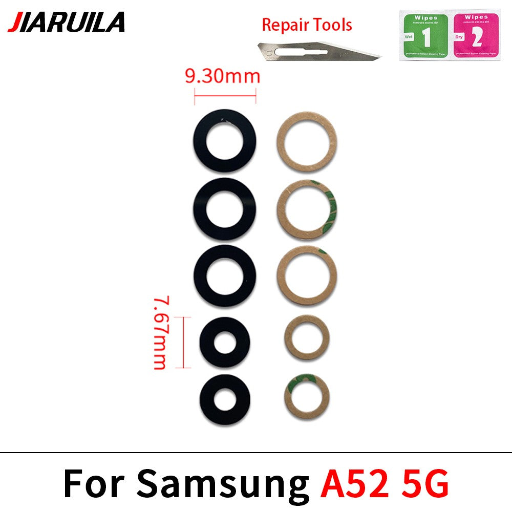 Nueva lente de cubierta de cristal de cámara trasera con adhesivo para Samsung A13 A14 23 4G A32 A52 5G A33 A53 A73 A52 A72 A82 A52S A24 A34