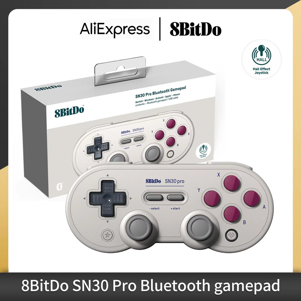 Control Inalámbrico para Juegos 8Bitdo SN30 Pro con Bluetooth y Efecto Hall para Switch 2, MacOS, Android, Raspberry Pi, Windows, Steam Deck