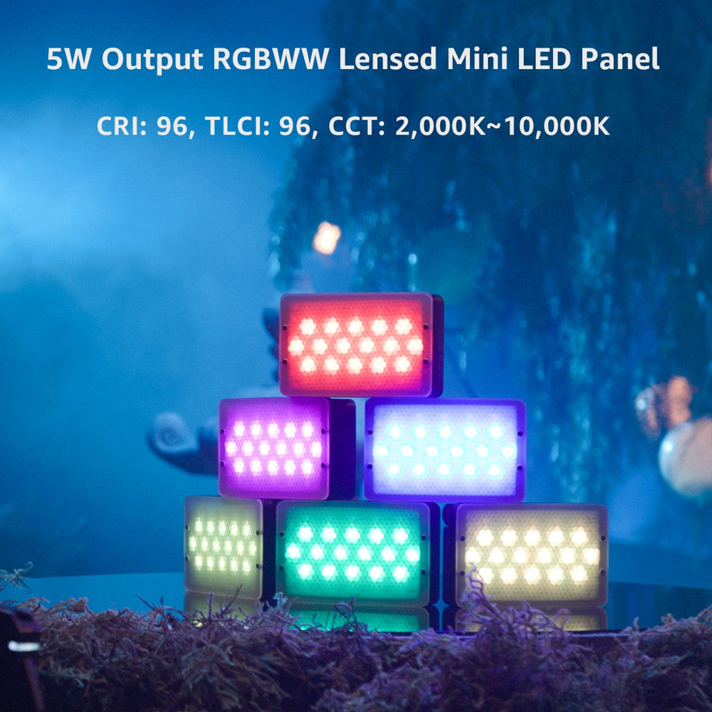 Aputure MC Pro RGBWW Luz LED, 2000K-10000K Soporte Atracción magnética Protección IP65 15 Efectos de luz incorporados Control por aplicación
