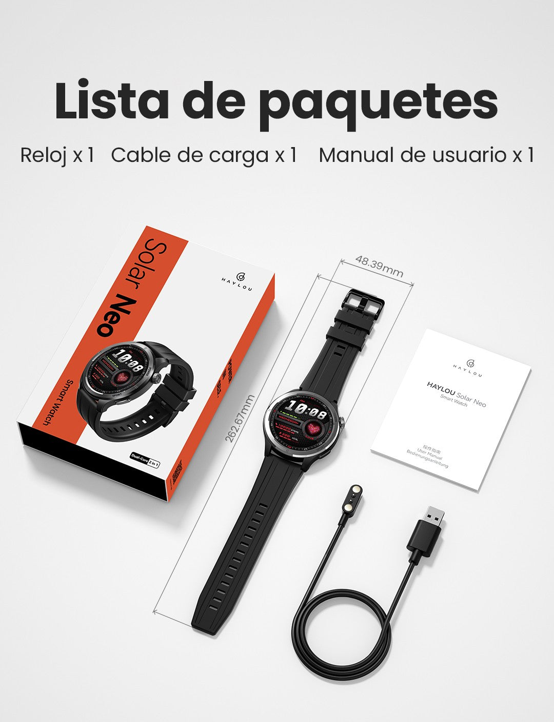 HAYLOU Solar Neo Reloj inteligente Pantalla HD de 1,53'' Llamada Bluetooth Monitoreo de salud 24 horas Relojes inteligentes Hombres Mujeres Relojes deportivos inteligentes