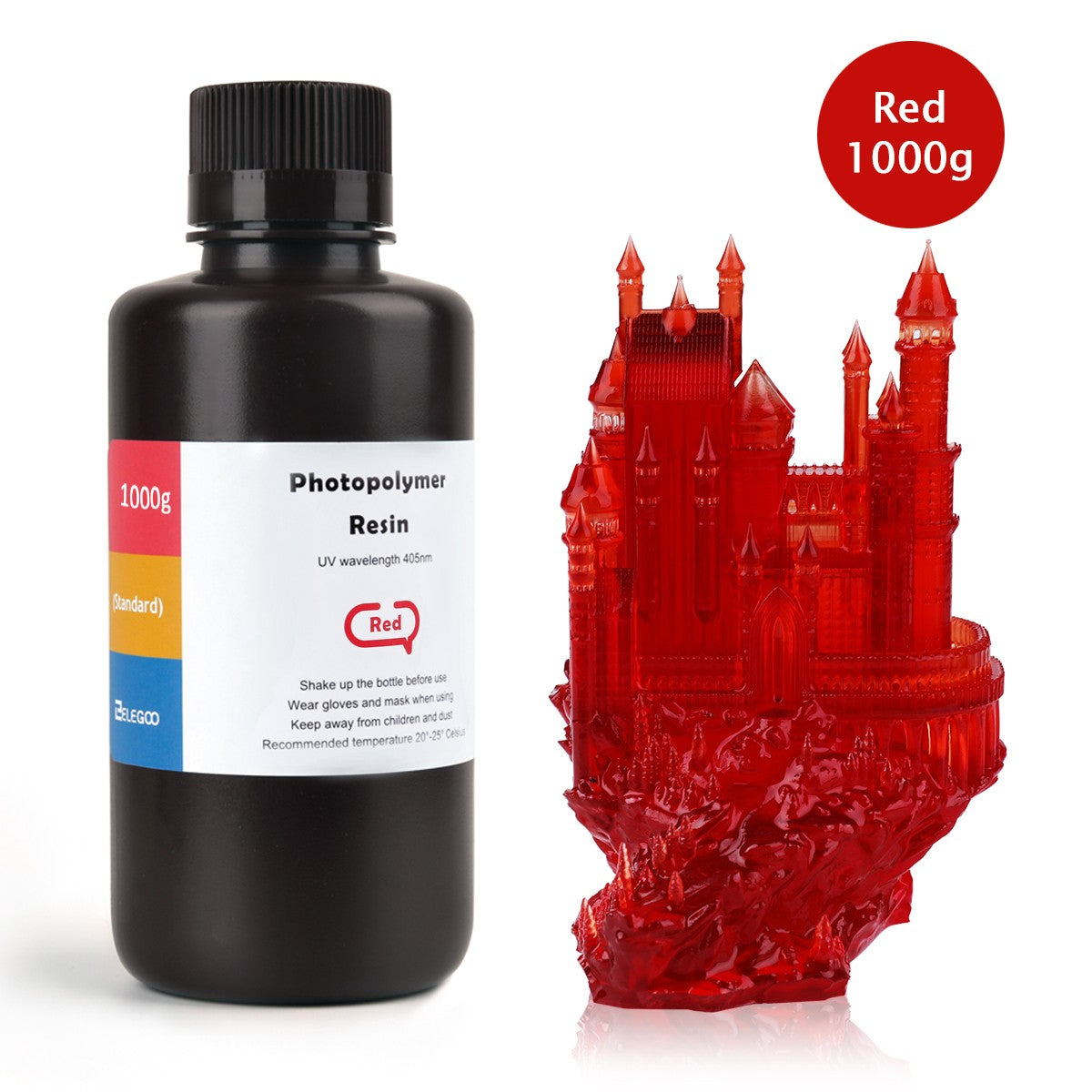 ELEGOO-resina de impresora 3D tipo ABS, resina de fotopolímero estándar tipo ABS de 405nm para impresión LCD 3D, 1000g