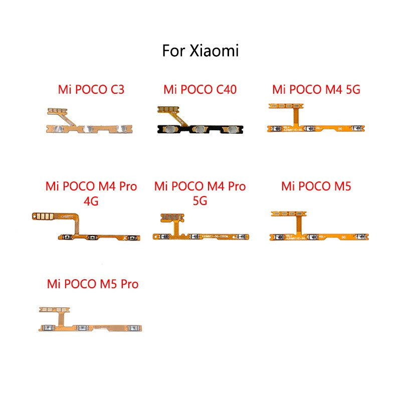 Interruptor de botón de encendido, botón de silencio de volumen, Cable flexible de encendido/apagado para Xiaomi Mi POCO C3 C40 M4 Pro 5G 4G M5 M5S Pocophone