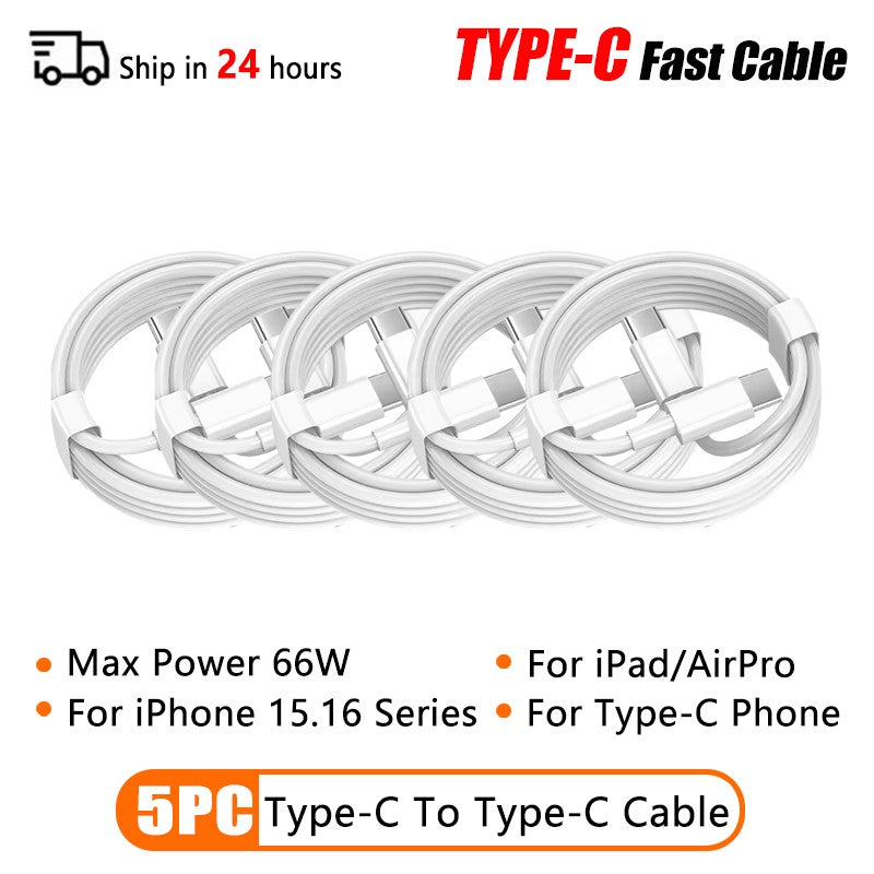Cable USB tipo C PD de 66W para Apple iPhone 16 15 14 13 11 Pro Max 12 Mini 7 8 Plus XS R Cable de carga USB C de carga rápida