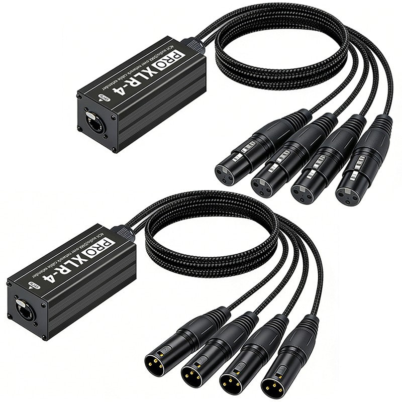 Cable extensor de audio RJ45 a XLR de 4 canales y 3 pines, extensor de señal de red DMX512 para iluminación de escenarios y estudio de grabación.