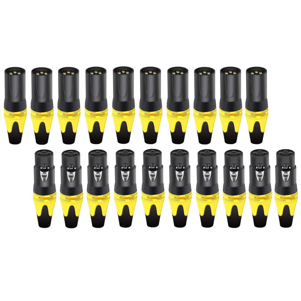 20 piezas, 10 juegos de conectores XLR de 3 pines, coloridos, hembra y macho, de 3 polos, para micrófono, amplificador de audio, para audiófilos