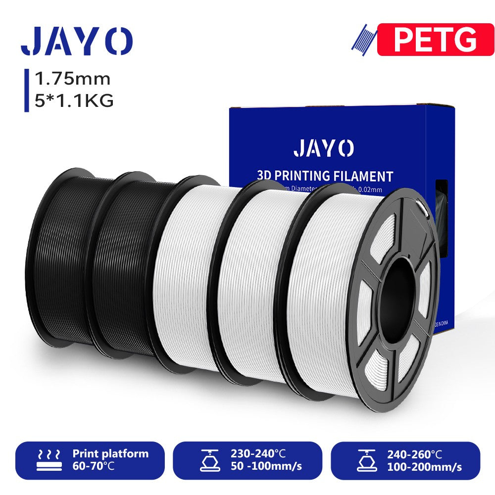 Filamento para Impresora 3D JAYO PETG/PLA/PLA PLUS, 1.75mm, 5.5KG, 100% Sin Burbujas, No Tóxico, Materiales de Impresión 3D para Impresora 3D y Bolígrafo 3D