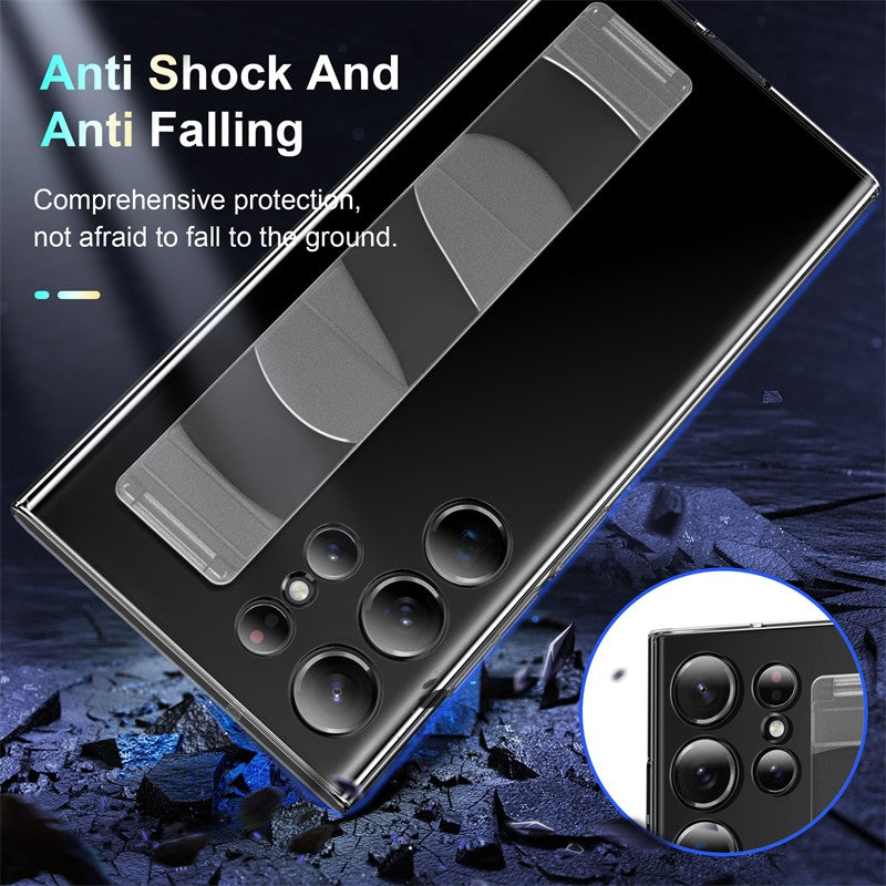 Funda de silicona elástica de lujo con correa para la muñeca para Samsung Galaxy S25Edge S24 S23 Ultra Plus, cubierta fina transparente mate para PC dura a prueba de golpes