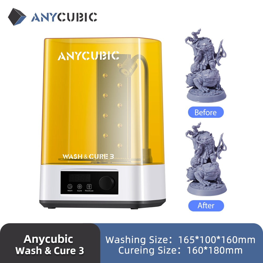 ANYCUBIC Wash & Cure 3, 4 litros, lavadora de gran volumen y curado para impresora 3d de resina LCD DLP para Photon Mono 4