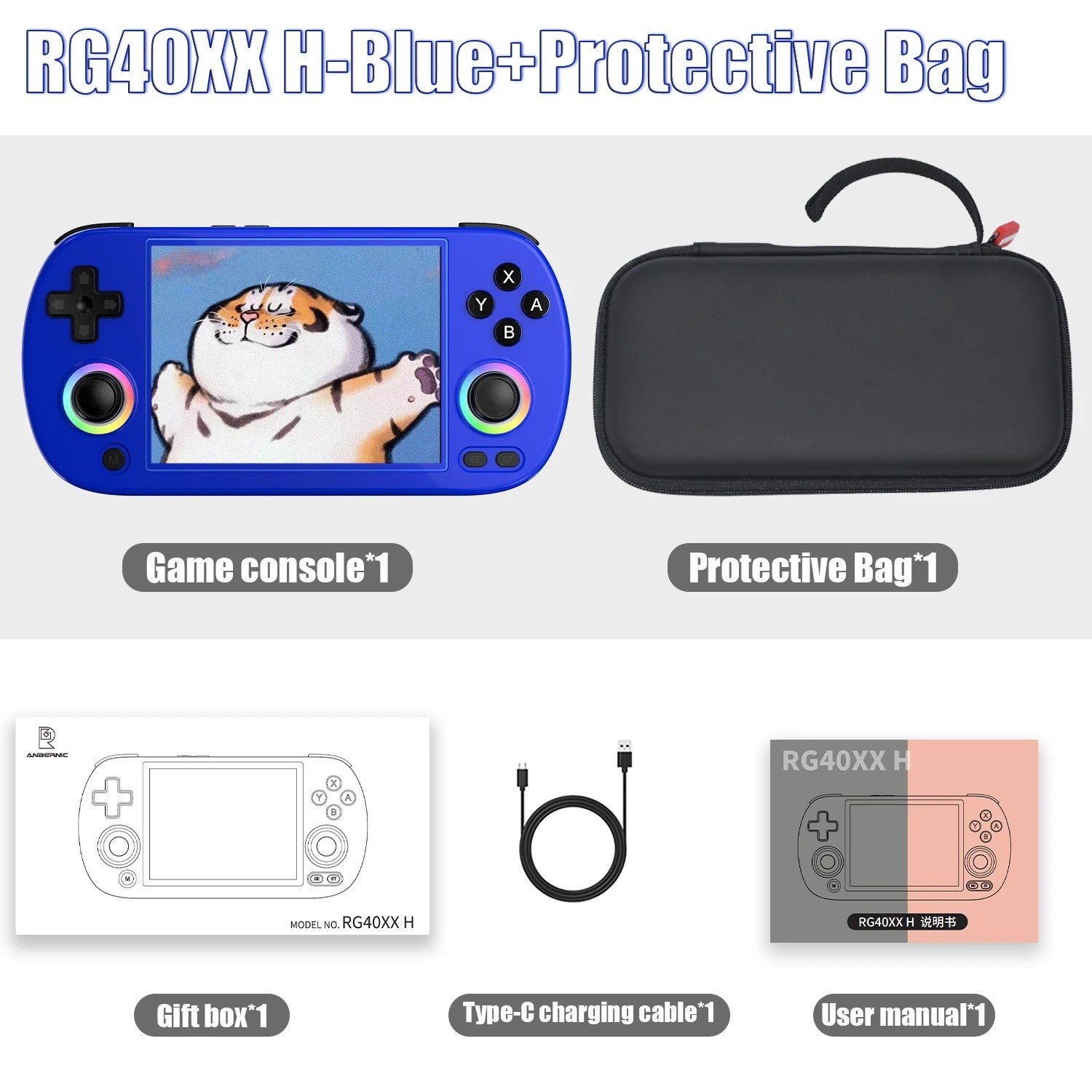 ANBERNIC RG40XX H consola de juegos portátil Retro consolas de videojuegos RG 40XX H 3200mAh 4,0 pulgadas pantalla IPS Joystick iluminación RGB