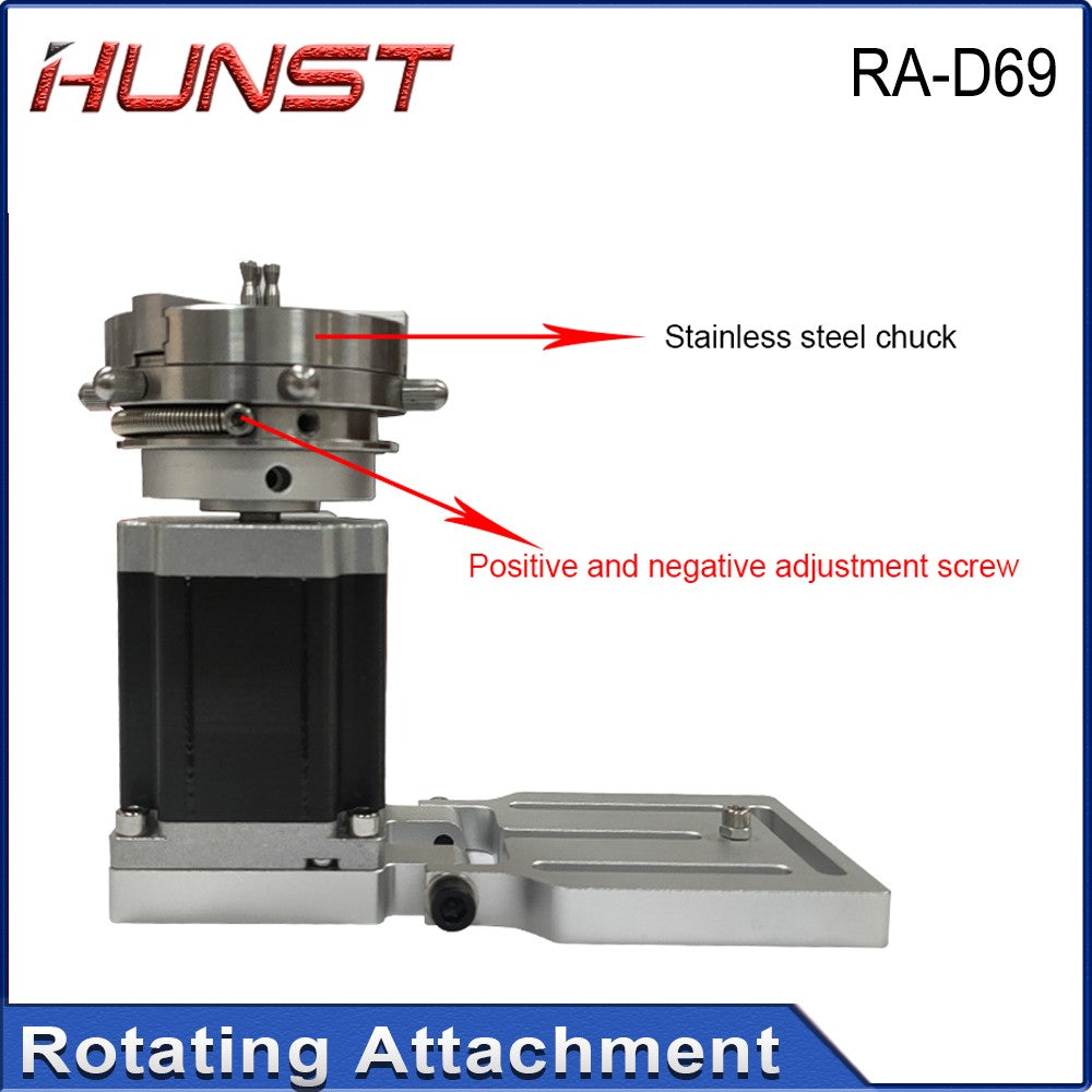 Máquina de Marcado Láser CNC Hunst D69 con Eje Rotatorio para Grabado de Anillos, Pulseras y Joyería, Accesorio Rotatorio con Bloqueo Automático