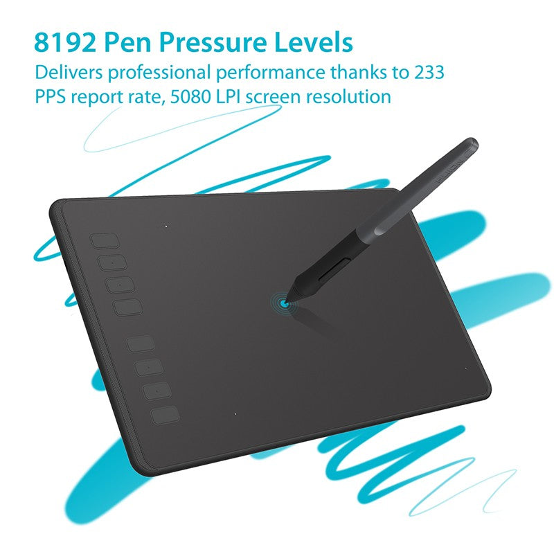 HUION-Tabletas gráficas H950P de 9 pulgadas, Tablet con bolígrafo de dibujo Digital, 8192 niveles, Stylus sin batería, función de inclinación, 8 teclas de presión