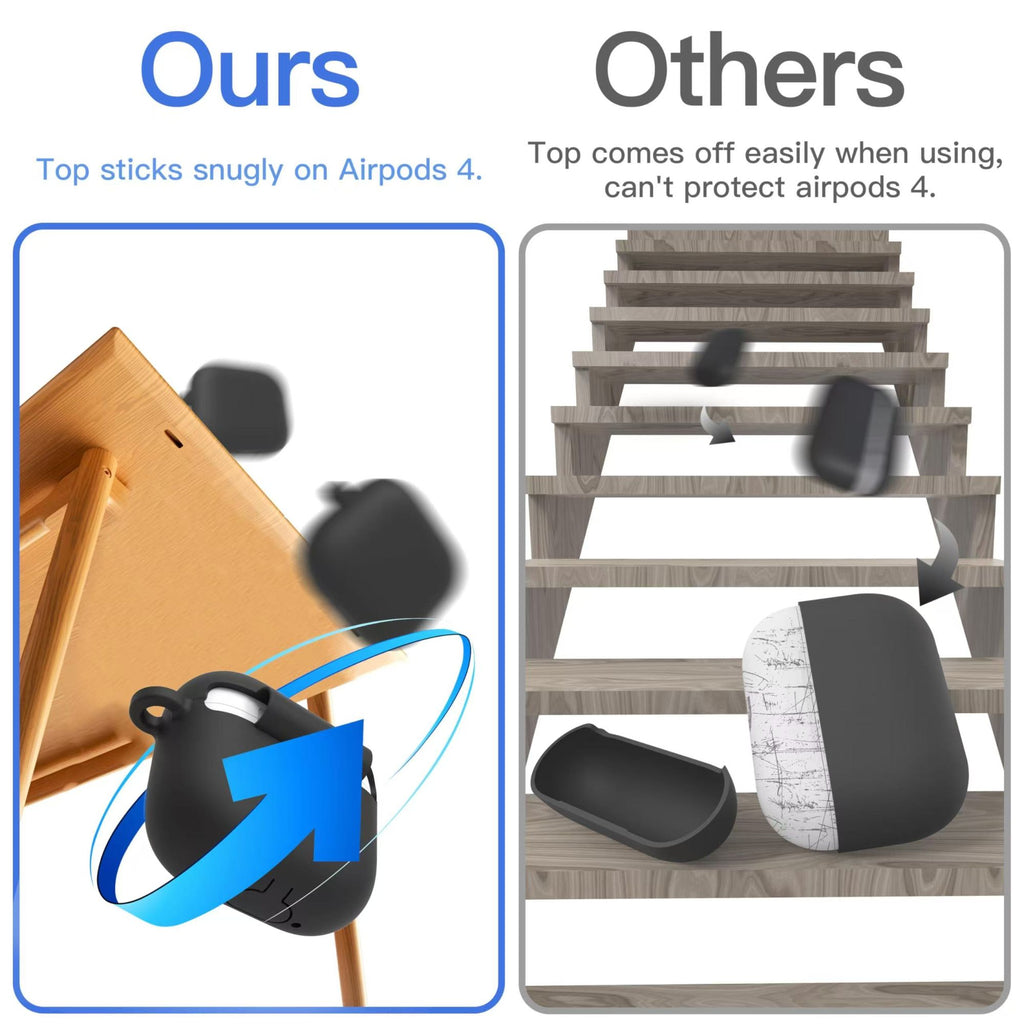 Funda AirPods 4 con kit de limpieza, funda protectora de silicona suave para Apple AirPods 4 generación para mujeres y hombres