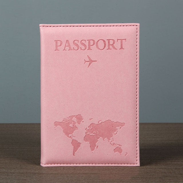 Amante el mapa del mundo cubierta de pasaporte estampado en caliente avión Simple mujeres hombres viaje pasaporte estuche protector moda regalo de boda