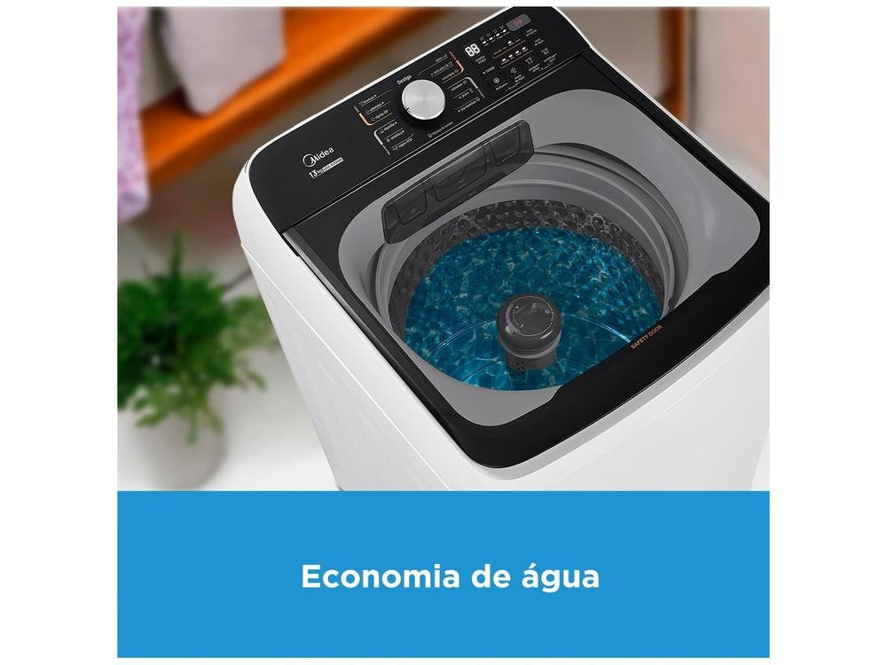 Lavadora Midea de 13 kg con Tambor de Acero Inoxidable, 13 Programas de Lavado, Agitador White Wave – 110V