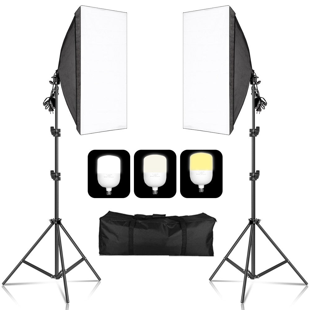 Kit de iluminación Softbox de 20-135W, lámpara LED de fotografía de 50x70CM, equipo profesional de sistema de luz continua para estudio fotográfico