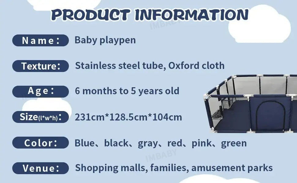 Imbaby Cercadinho para Bebés, Tamaño Grande, Barrera de Seguridad Infantil, Pelotas Secas, Piscina, Malla para Recién Nacidos, Pa