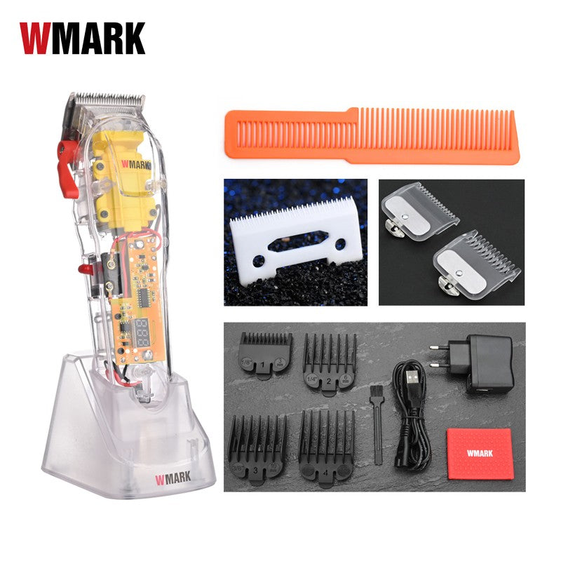 Cortadora de pelo recargable WMARK NG-108 NG-118 de estilo transparente, cortadora de pelo profesional con cable y NG-202 inalámbrica