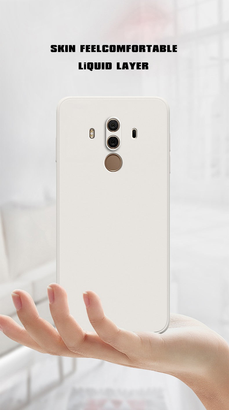 Funda de teléfono oficial de silicona líquida para Huawei Mate10 Mate 10 Pro 10Pro, cubiertas de protección de cámara de Color sólido cuadrado suave para parejas