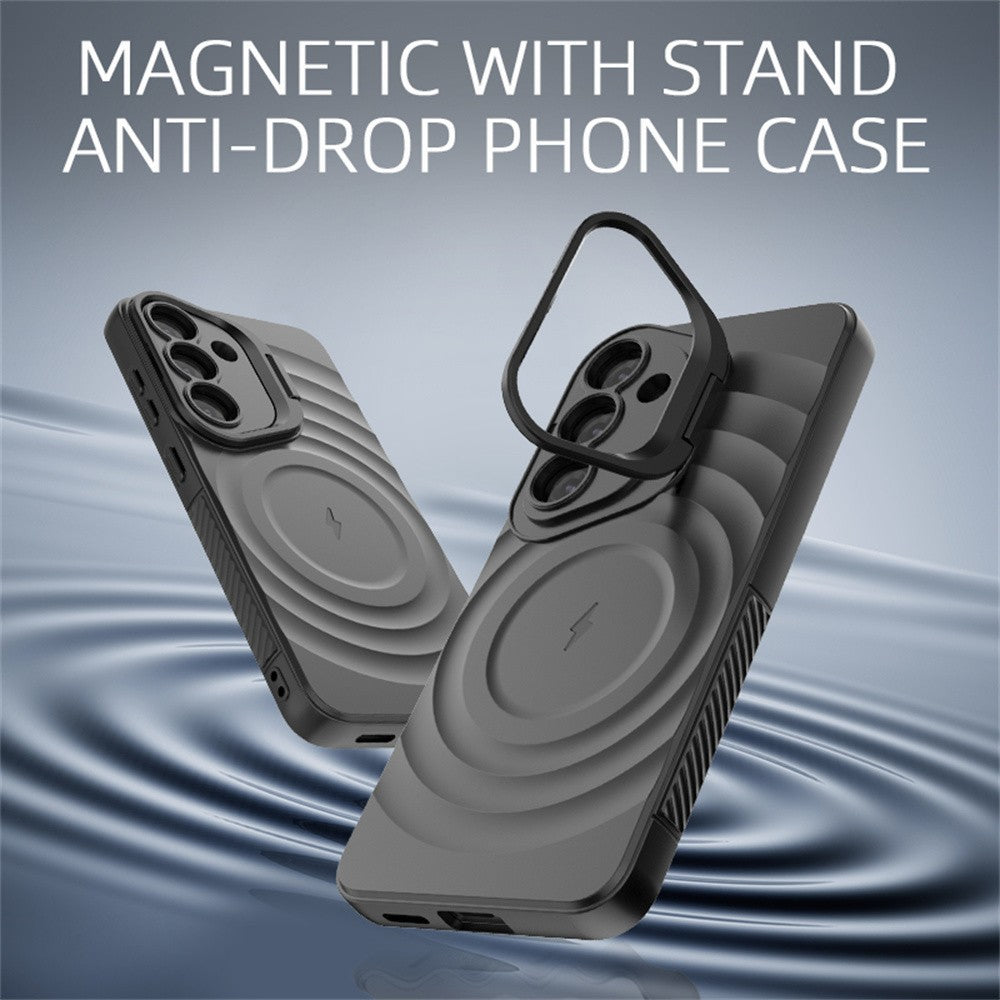 Soporte de lente Invisible para funda de teléfono magnética Magsafe para Samsung S25 Ultra Edge S25 Plus cubierta de silicona suave ondulada de agua redonda