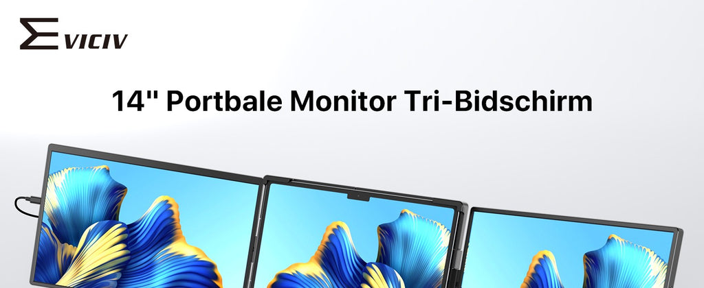 Extensor de pantalla para computadora portátil EVICIV 2K de 14" QHD 1440P, monitor triple portátil con rotación automática de 180° para Wins, Mac, Dex, Chrome, viajes, trabajo