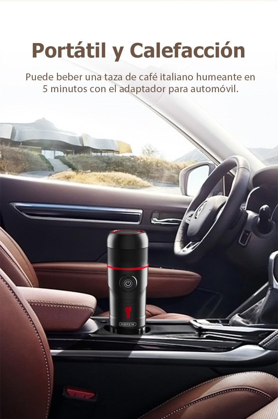 HiBREW Máquina de Café Portátil para Coche y Hogar, Cafetera de Expreso, Compatible con Cápsulas Dolce Nespresso y Café Molido, CC de 12 V, Dispositivo H4