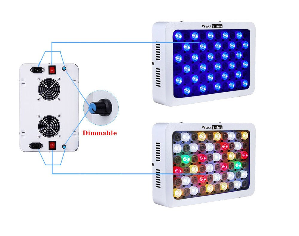Atenuador de luz Led regulable para acuario, luces para tanque Fsih, 180W, lámpara para pecera de arrecife marino, decoración para peceras y acuarios