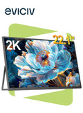 Monitor portátil EVICIV 2K de 22 pulgadas con pantalla IPS de 2560 x 1440, soporte integrado, mini HDMI, USB C para PC, portátil, teléfono móvil, Xbox Switch, PS4/5, monitor móvil con soporte