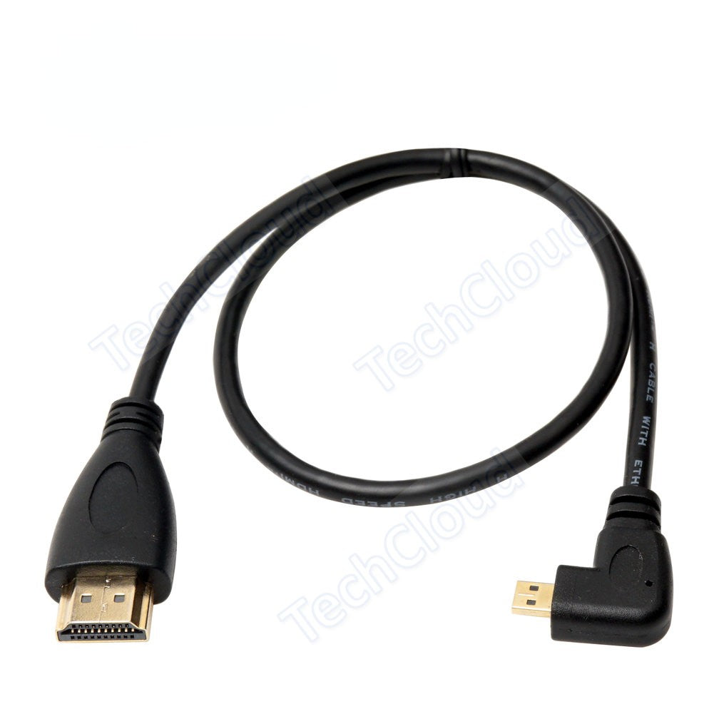 Cable HDMI Compatible con Tipo A a D de 90 Grados, Micro HD a HD, Ángulo Izquierdo/Derecho para Cámara Digital Sony A6400 GH4, Tablet, 30cm/150cm